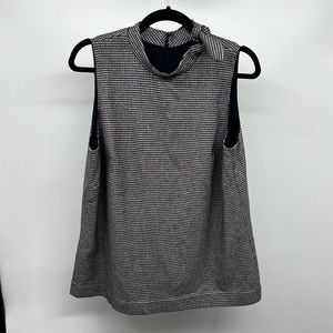 Ann Taylor Top Houndstooth 14 Sleeveless Pussy Bow Career Tank Shirt Profession